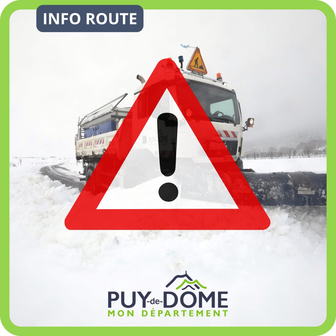 ⛈️🌨️⚠️🟡 Le Puy-de-Dôme est placé en vigilance jaune par @meteofrance pour les risques ORAGES et NEIGE-VERGLAS 👉 Restez prudents et adaptez votre conduite aux conditions météorologiques. 👉 Renseignez-vous sur les conditions de circulation : puy-de-dome.fr/routes-deplace…