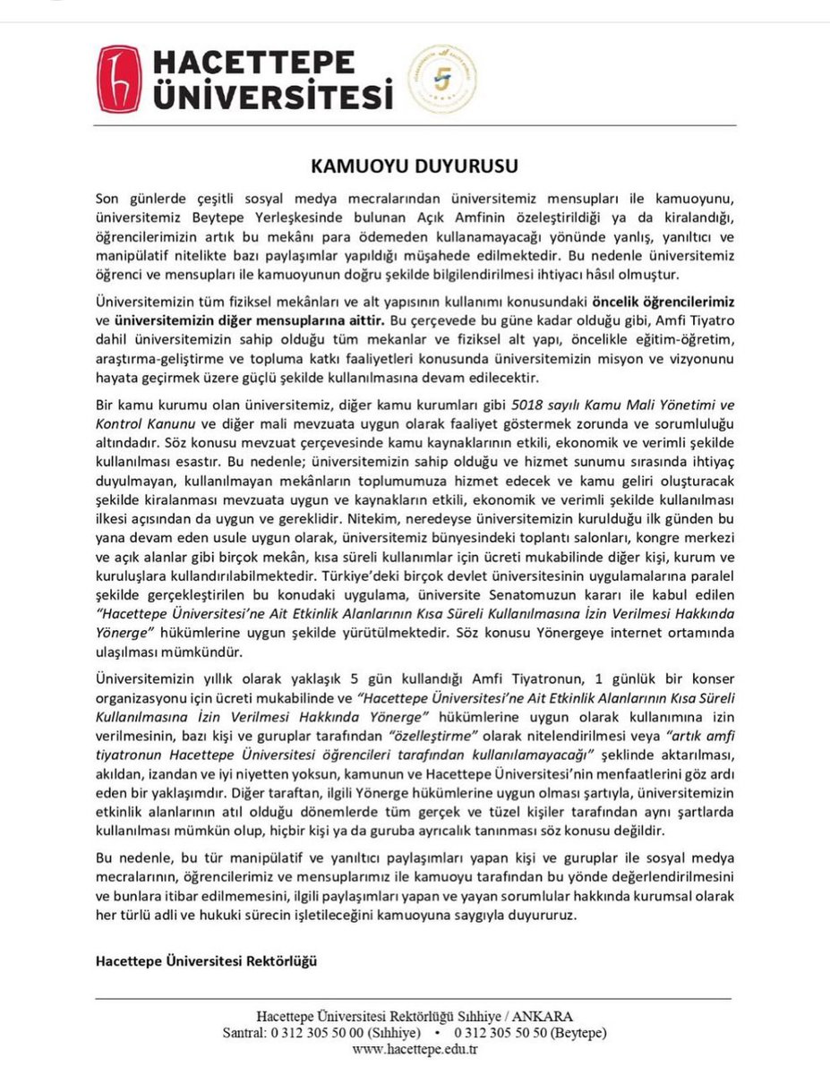 Daha komik bir açıklama yapılamazdı…Bu açıklama hiçbir şeye cevap vermeden olayın üstünü kapatmaya yönelik bir açıklamadan başka bir şey değil. Artık amfi tiyatro öğrenciler tarafından kullanılmayacak diyoruz evet! Bilet parasını ödeyebilecek herkes üniversite kampüsüne alınacak