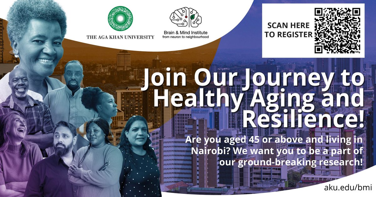 Curious about healthy aging and resilience? Join our groundbreaking study targeted at participants aged 45+ in Nairobi.  Our aim is to uncover the secrets to aging well and thriving in later years. Register to participate>  forms.gle/q1GQyyfjBAUcxS…       #HealthyAging