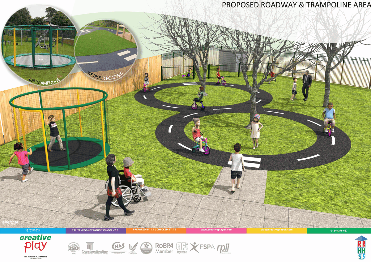 CreativePlayUK's tweet photo. 🤸This #playground will soon be installed at @rodney_house , Manchester. Pupils' playtimes will be filled with bouncing and biking fun🚓 ,in an immersive &amp; inspiring setting!👉https://t.co/xX1t4eUgrp

👀#CPWatchThisSpace #playgroundequipment #playgrounddesign #SEN #primaryschool https://t.co/zd1yph0JI5