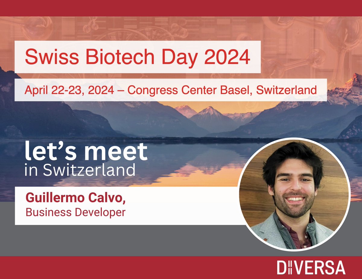 🔊Calling all innovators in life sciences taking part at Swiss Biotech! 
DIVERSA is attending #SwissBiotechDay, happening April 22nd & 23rd in Basel, Switzerland 
We'll be there together with @BiogaGalicia  & @AseBio. 
 #nanomedicine #nanoparticles #genetherapy  #Biotechnology