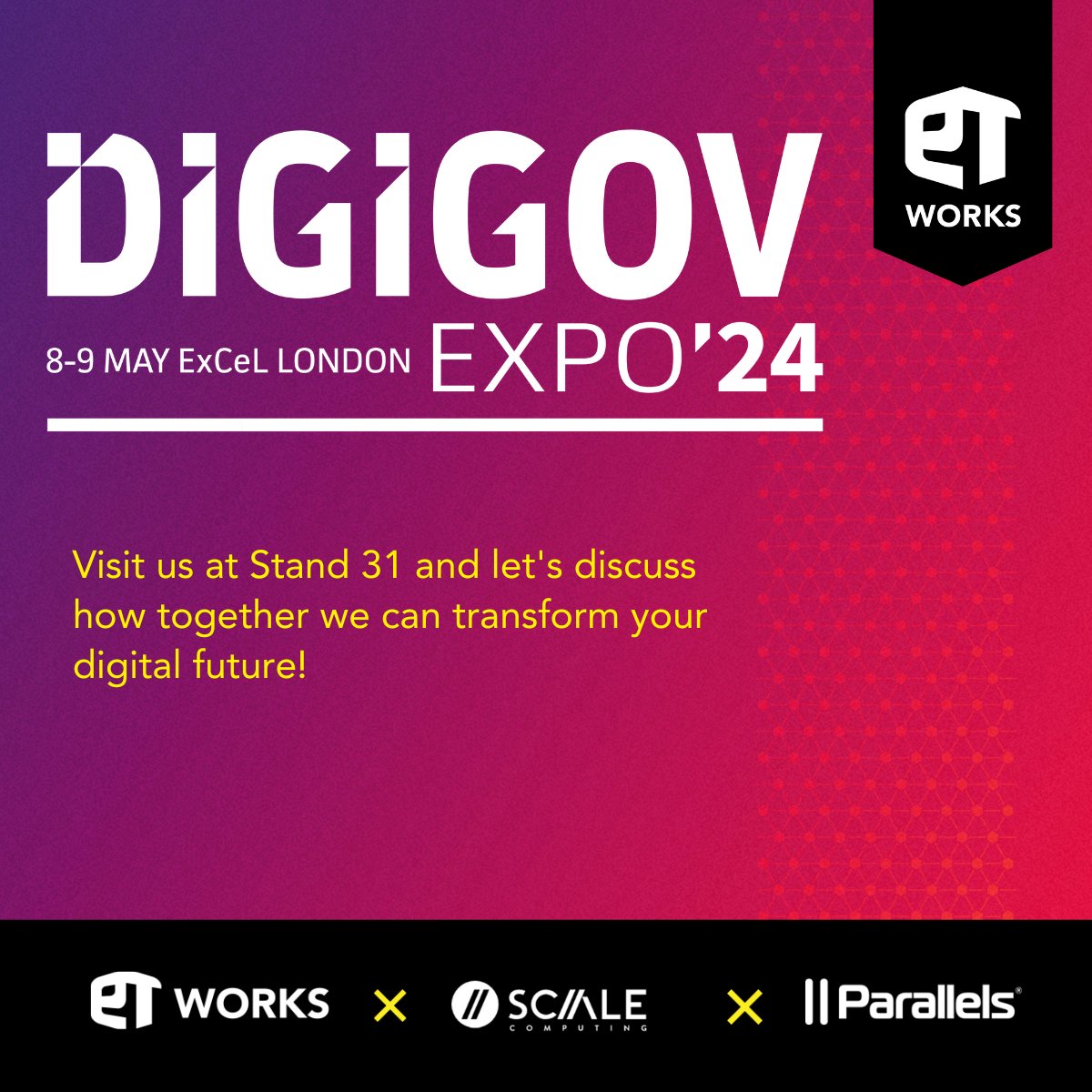 etworksit's tweet photo. The Edge of Innovation: ET Works at DIGIGOV 2024
We are joining forces with @ScaleComputing & @parallels at the UK's leading public sector tech event @DigiGovExpo. We'll be showcasing innovative solutions for public agencies. Register here: https://t.co/xLy1yS5o8X
#DIGIGOV https://t.co/lgOxa1TDRM
