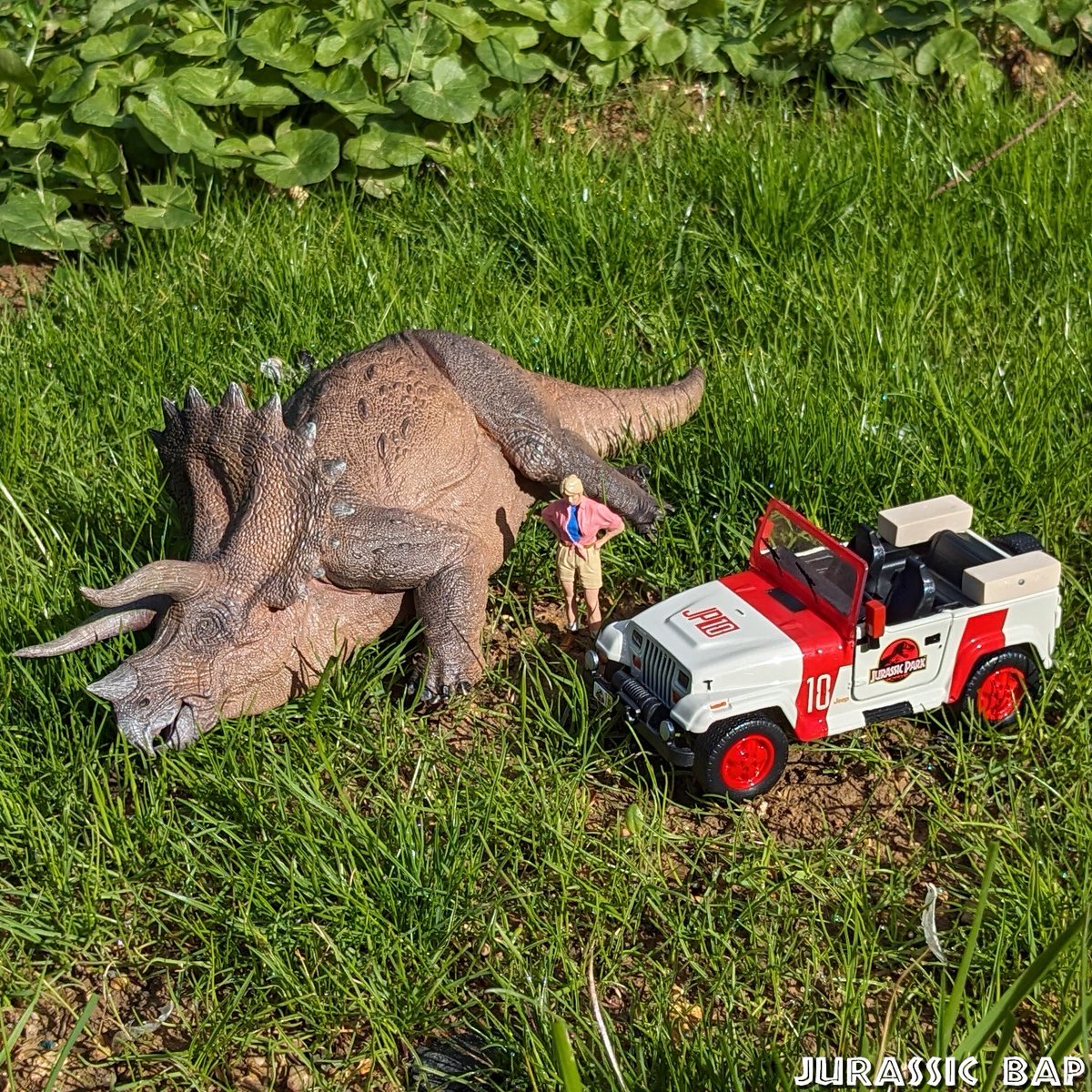 Sick Triceratops ! @JurassicWorld #JurassicWorld #TheParkIsOpen #JurassicPark #JurassicPark30thAnniversary #IslaNublar #Dinosaur #Triceratops #Nanmu #Jeep #JeepWrangler #JurassicParkJeep #JadaClub #JadaToys