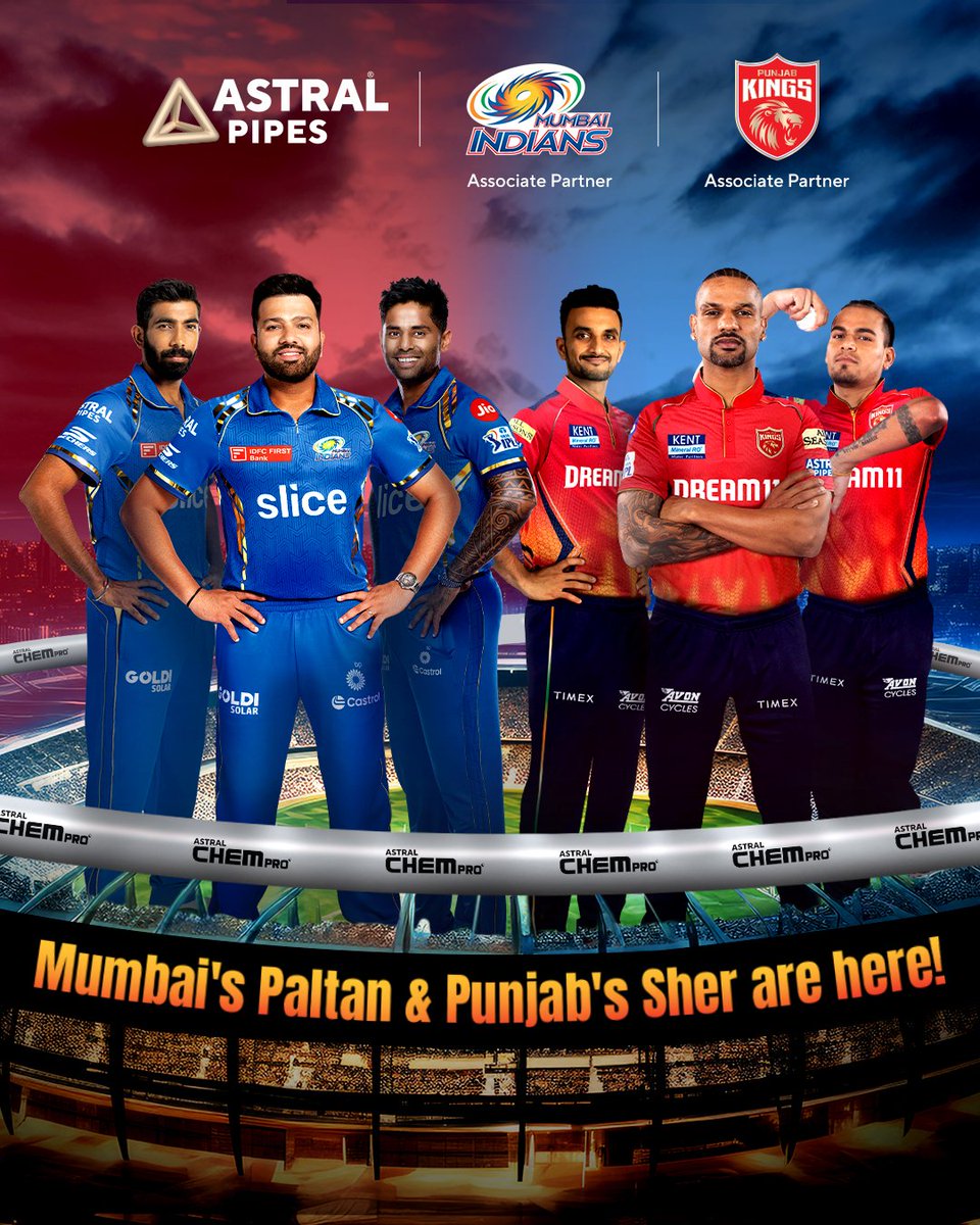 Aamchi Mumbai is ready to take on Sadda Punjab! 🤜💥🤛 Who are you supporting tonight? #Astral #AstralStrong #MumbaiIndians #PunjabKings #KheloAstralStrong