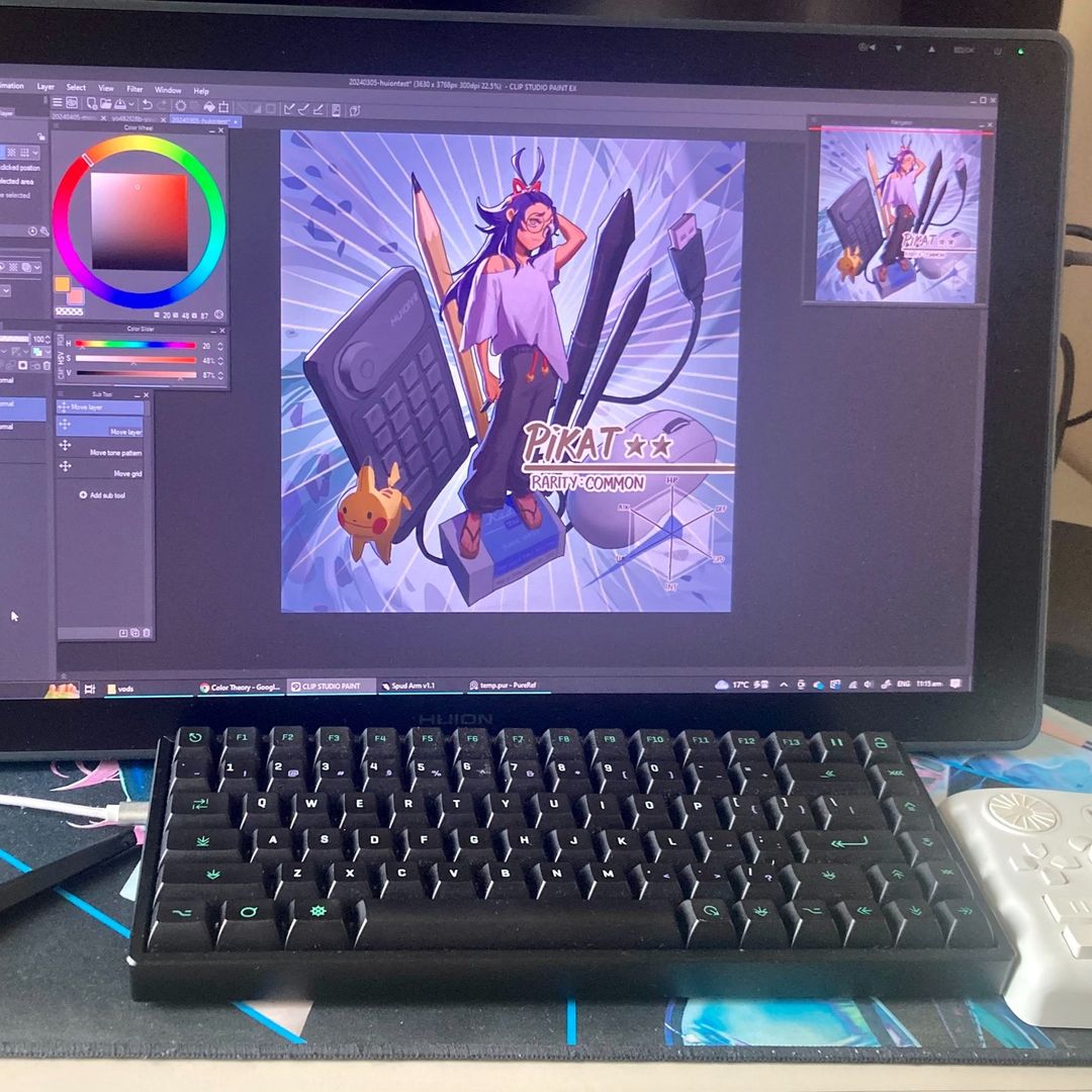 😆Herramientas necesarias para un banco de trabajo cómodo 😘Artista: @pikat 🎨Huion Kamvas 22 Plus 📍Entra por el enlace abajo: bit.ly/3N7Mh7I #huion #tabletreview #workspace #artist #drawing #illust #illustration