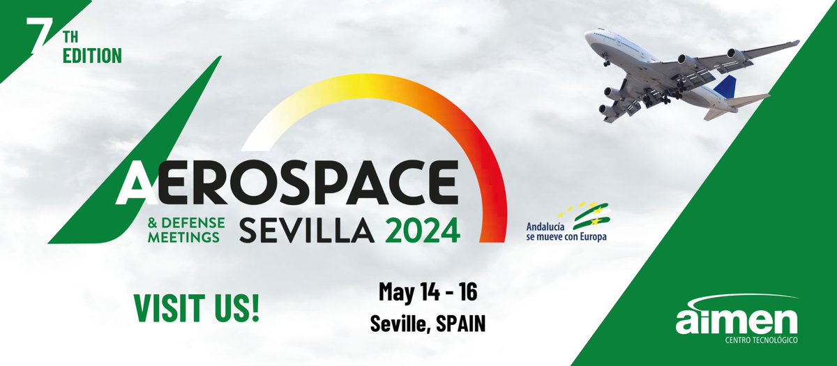 📢 Countdown to the 7th Edition of the @adm_sevilla❗

➡ Between May 14 and 16, we will have a stand at #ADMSeville to show all our capabilities for the #aerospace sector.✈

👉 See you soon at the #ADM2024 Seville! 👈

#aimenresearch #aerospaceanddefense #defense #aeronautics