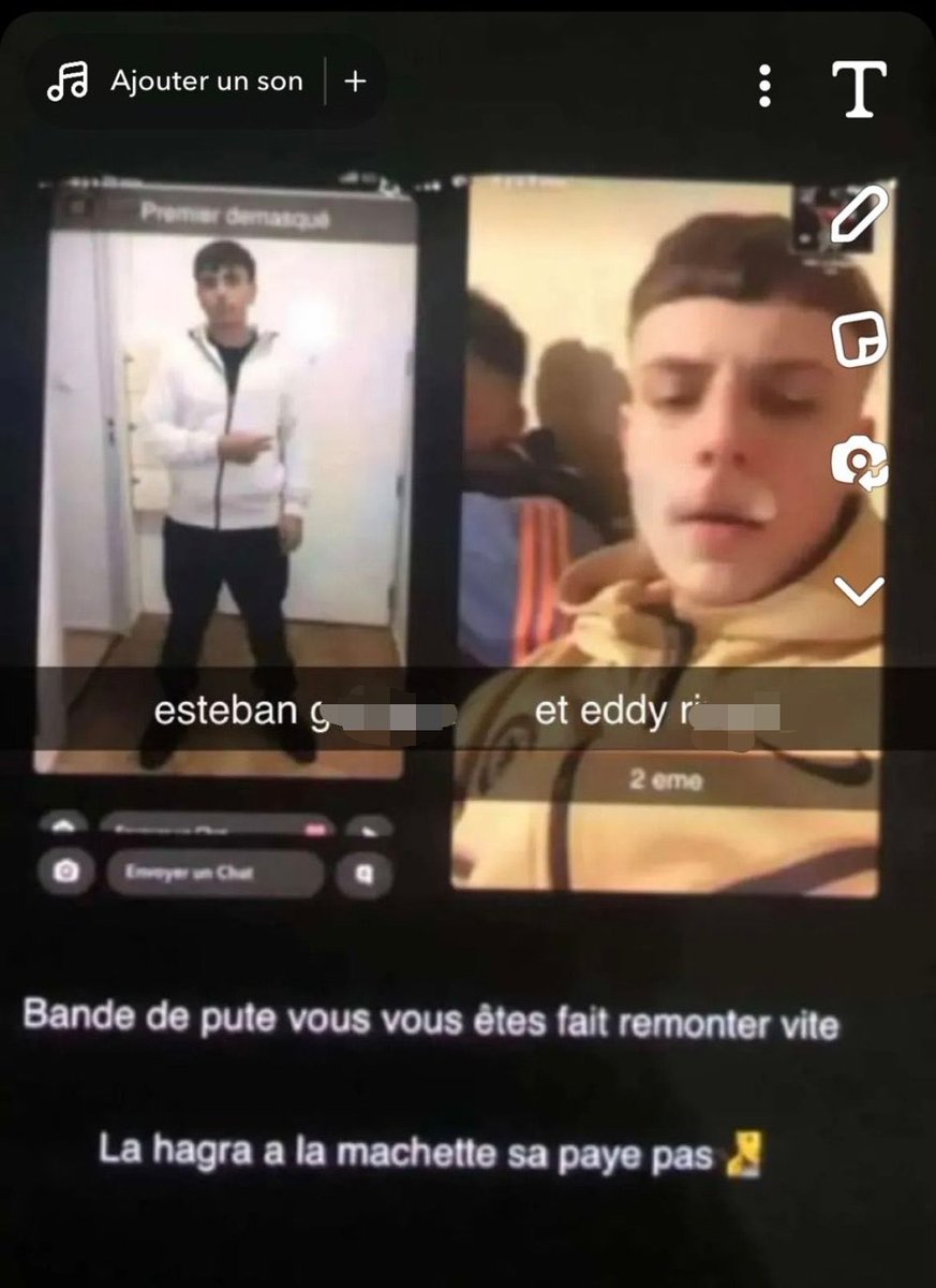 JeanMessiha's tweet photo. Les ordures qui ont massacré #Philippe à #GrandeSynthe s’appellent Eddy, Esteban et Sofiane.

Dans les zones majoritairement envahies et remplacées, la minorité de Français qui y vit s’assimile aux envahisseurs.

C’est l’assimilation à l’envers de Français qui adoptent les codes des colons : vestimentaires, langagiers, violence verbale et physique, etc. souvent même jusqu’à se convertir à la religion des colons.

C’est ce que j’appelle la racaille blanche, qui vient en supplétif aux racailles issues de certaines immigrations criminogènes.

Philippe a été rossé à mort par le vivre-ensemble, que le maire Collabo de la ville a encore vanté.