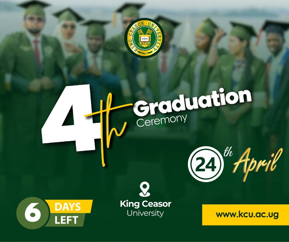 🎓 Just 6 days left until our 4th graduation ceremony. 🎉 Get ready to celebrate the achievements of our amazing students.🌟 #GraduationCountdown #ClassOf2024 #kingceasoruniversity