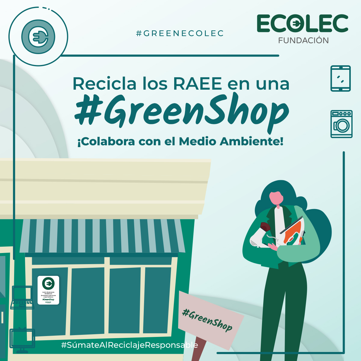 ✅Colabora con el #MedioAmbiente reciclando tus #residuos de aparatos eléctricos y electrónicos en una #GreenShop. ¡Protege nuestro planeta para conseguir un futuro mejor!🌍 #SúmateAlReciclajeResponsable