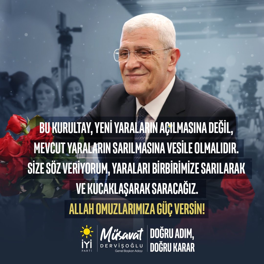 Yaraları sarmak için Müsavat Dervişoğlu başkanım geliyor!
#İlkTurdaDervişoğlu kazanacak #GüneşYenidenDoğacak!