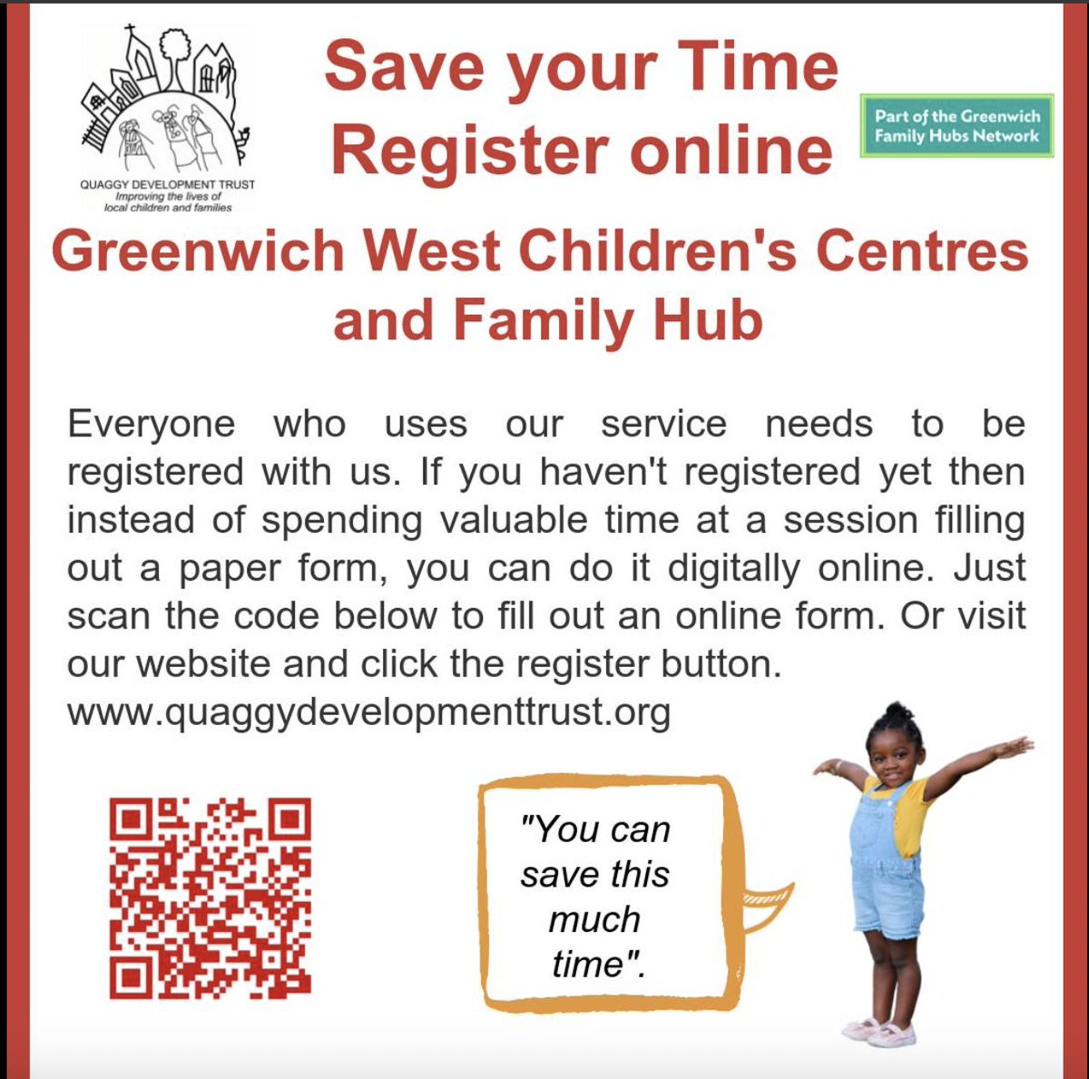 REGISTER WITH US! If you have a child under 5 or are expecting a baby soon and would like to come to some of our stay and plays, courses, sessions and more then register with us today.
quaggydevelopmenttrust.org/cc-registratio…
#royalboroughofgreenwich #royalgreenwich