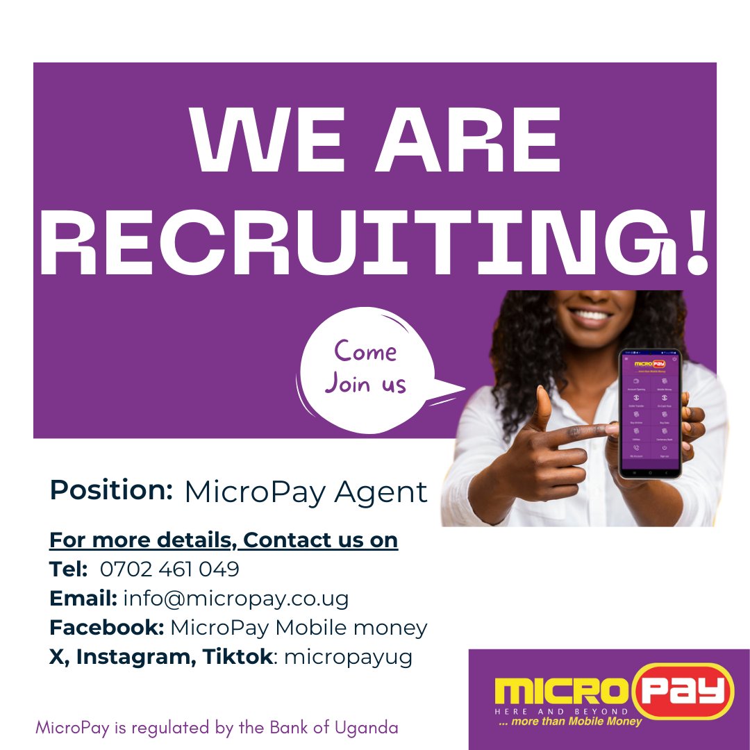 Job Alert!🚨 Job Alert! 🚨 Job Alert! 🚨
Increase your earnings by registering as a MicroPay Agent today. Contact us and get registered.