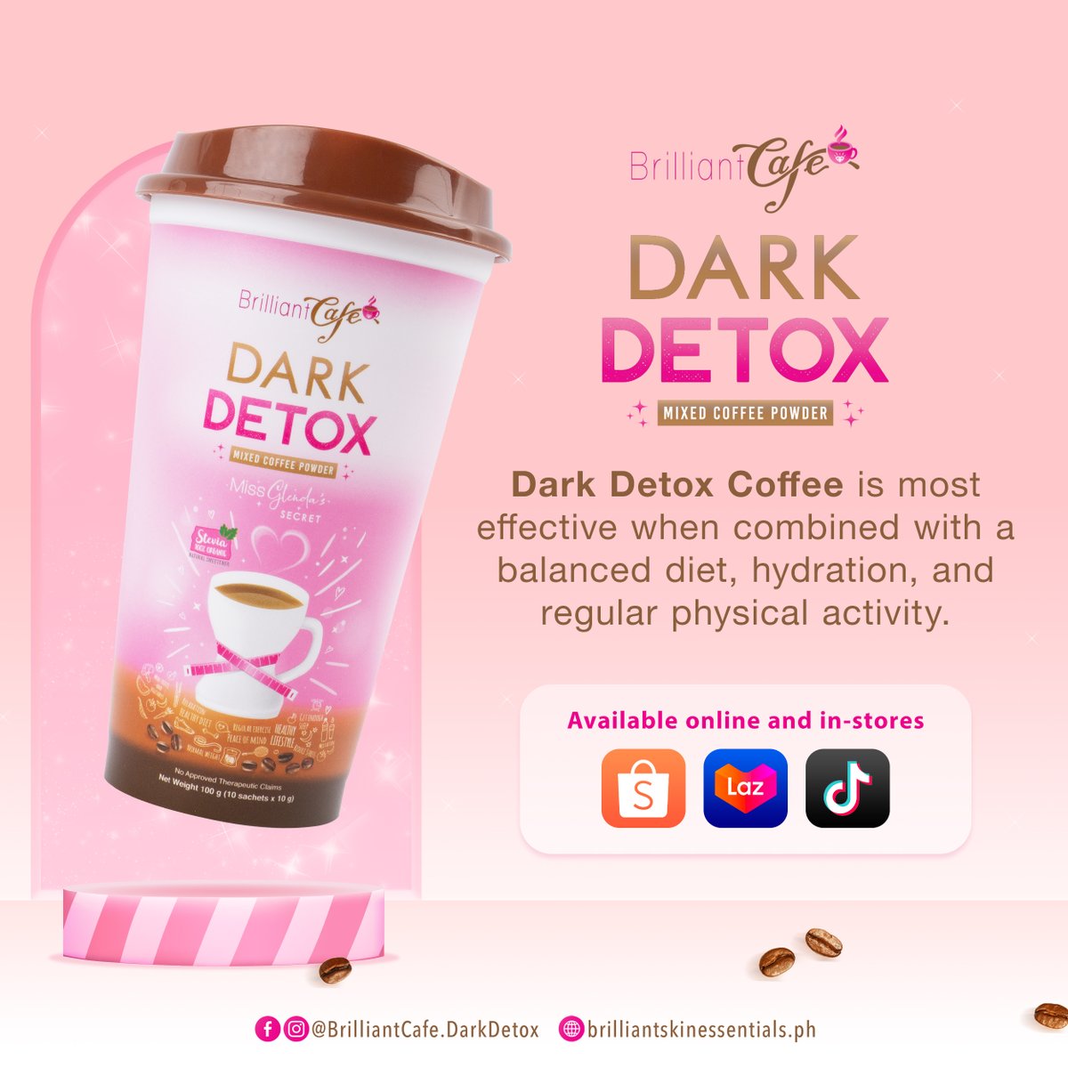 Dark Detox Coffee becomes your ultimate wellness ally when supported by a balanced diet, enough water intake, and regular physical activity. 🥰

#BrilliantCafeDarkDetoxCoffee 
#BrilliantSkinEssentials