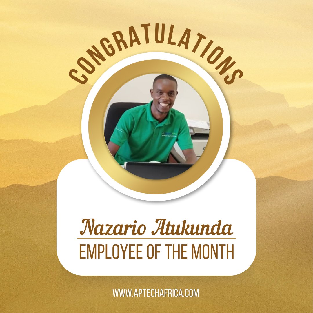🌟🎉 Congratulations to our Employee of the Month, Nazario Atukunda! 🎉🌟 Your hard work, dedication, and positive attitude continue to inspire us all. Thank you for going above and beyond to make a difference every day. Keep shining bright! #EmployeeOfTheMonth #Recognition 🌟👏