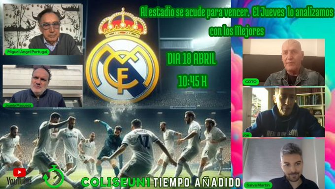 youtube.com/live/xHD5dak8a… En 25 ,min comenzamos la Tertulia en YouTube para analizar el Partido de ayer y el Pase a semifinales del Real Madrid con nuestros Invitados @juanjmaqueda @maportugal55 @COTOMATAMOROS_1 @jluisllorente y @salva_martin OS ESPERAMOS