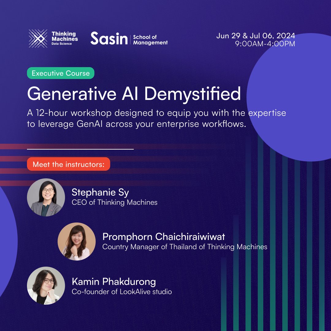 Join our executive course in partnership with <a href="/SasinThailand/">Sasin</a> School of Management to learn strategic insights, technical skills, and practical applications of Generative AI from our expert instructors. Secure your place now—Early Bird Registration at go.with-tm.com/sasin-x