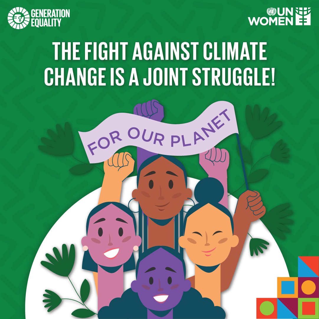 🌍 #GenderEquality is key to climate action. Rights, abilities & needs of women & girls must be taken into account in climate discussions & incorporated into government policies. 💚 #FeministClimateJustice #GenerationEquality