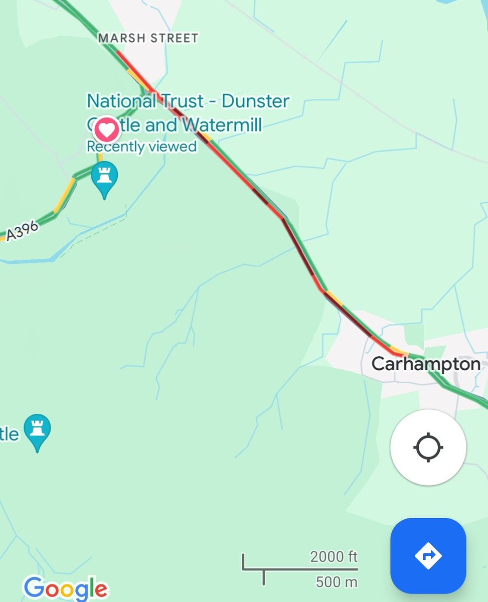 Accident between Dunster and Carhampton, police and ambulance attending. Traffic is backed up past Dunster Steep currently both ways. #Dunster #DunsterInfo