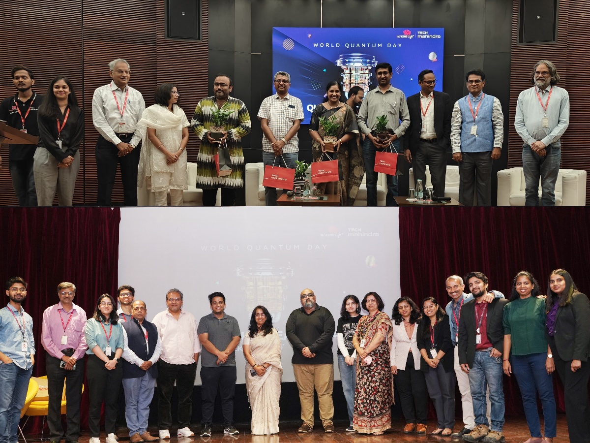 tech_mahindra's tweet photo. Here's a quick glimpse of @Tech_Mahindra's World Quantum Day celebrations!

@nickmalhotra  opened the event in India with a masterclass on #Quantum,  followed by similar sessions by the #MakersLab team in Melbourne, Noida, Helsinki, and Hyderabad. The Pune event was headlined by the book launch of Rujula Bhonde’s book (Quantum Computing for Teens) and a panel discussion.

We're grateful to everyone who joined us and shared their illuminating views on #QuantumComputing, #QuantumScience and Technology, and more.

#NxtNow #LoveToBeTechM #DigitalTransformation #AI