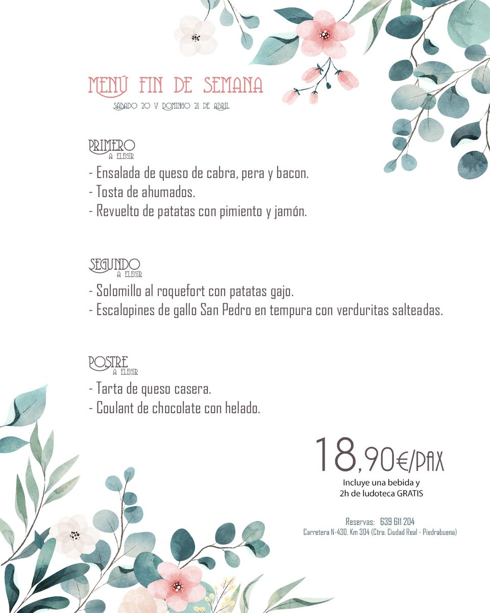 Celebra el fin de semana como se merece en Nudos Plaza con nuestro menú especial por solo 18,90€. 🥂 Disfruta de una bebida y 2 horas de diversión en la ludoteca. ¡Reserva tu mesa ahora llamando al 639611204! #NudosPlaza #MenúEspecial #ReservaYa