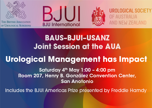 Are you attending the upcoming @AmerUrological Annual Meeting 2024? Don’t miss BJUI’s session: 📣 ‘Urological Management has Impact’ 🏛️ Co-hosted with @BAUSurology and @USANZUrology 🗓️ Sat 4 May 🕒 1 – 4pm Learn more: bjui.pub/Urology-AUA-Jo… #AUA24 #Urology @BJUIjournal
