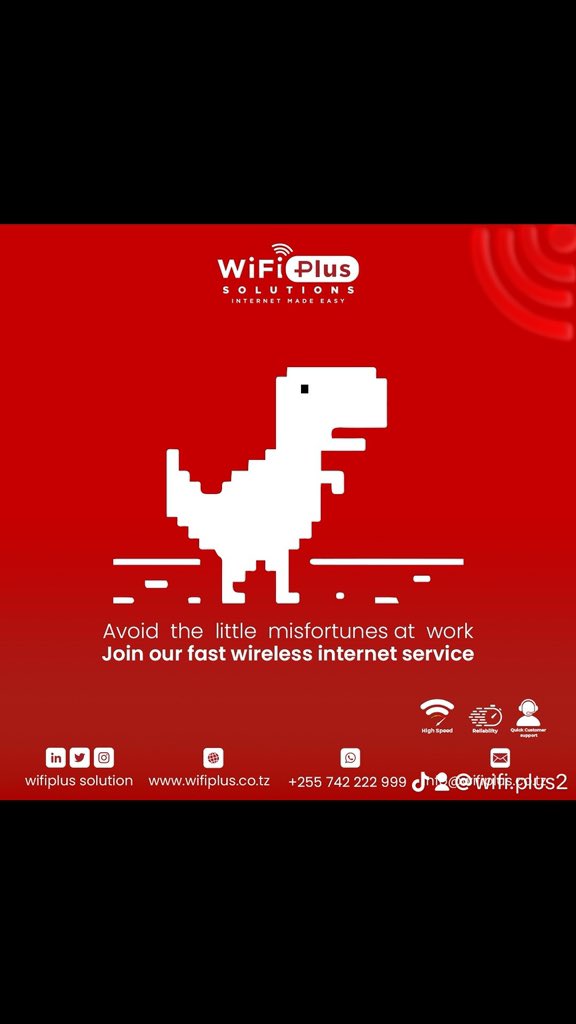 Karibu Wifi plus solutions kwa mahitaji ya internet yenye spidi ya kasi zaidi.
#wifiplussolutions 
#unlimitedinternet