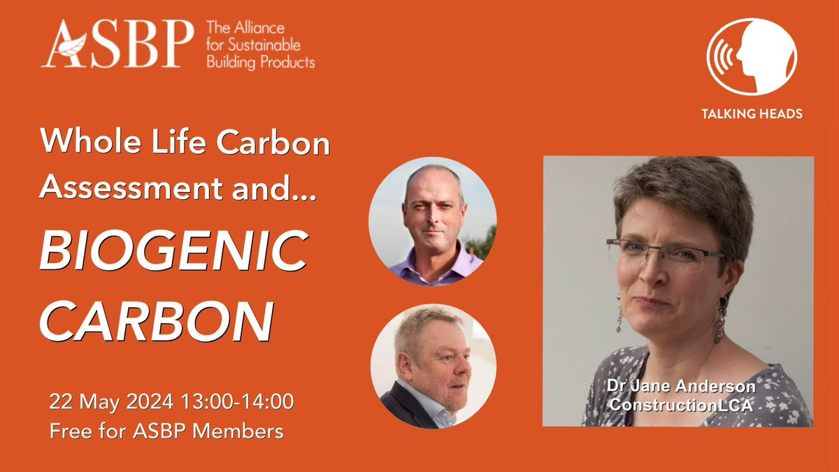 Join life cycle analysis expert Dr Jane Anderson @constructionlca and ASBP’s Simon Corbey and Mark Lynn for a ‘talking heads’ webinar on the RICS whole life carbon assessment (WLCA) standard and biogenic carbon. 22 May 2024 13:00 - Free for ASBP Members asbp.org.uk/events/talking…