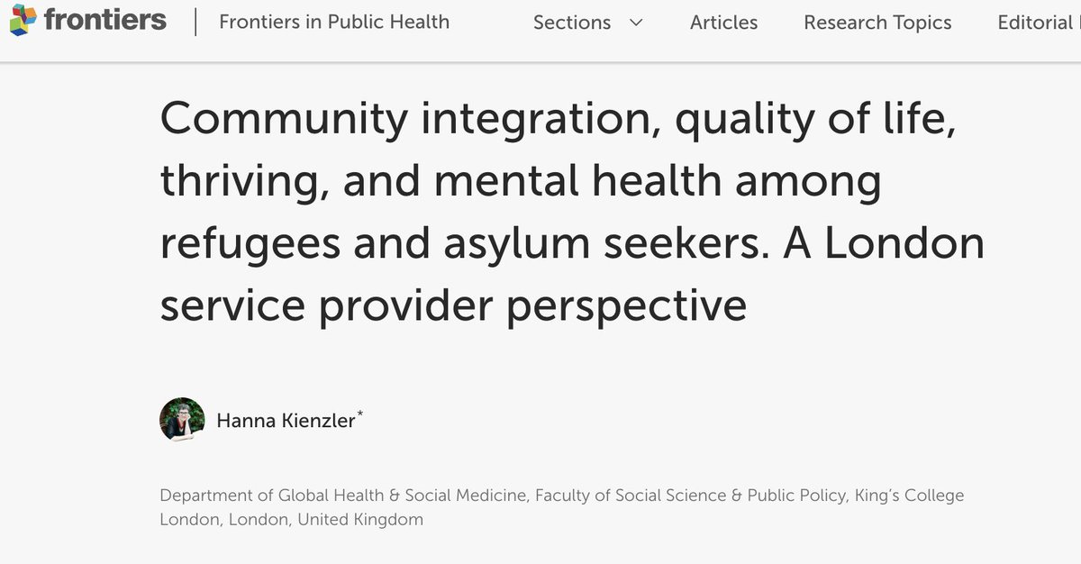 📚Check out my new article on 'Community Integration, Quality of Life, Thriving, and #MentalHealth among #Refugees and Asylum Seekers. A London Service Provider Perspective' in @FrontiersIn ➡️frontiersin.org/journals/publi…