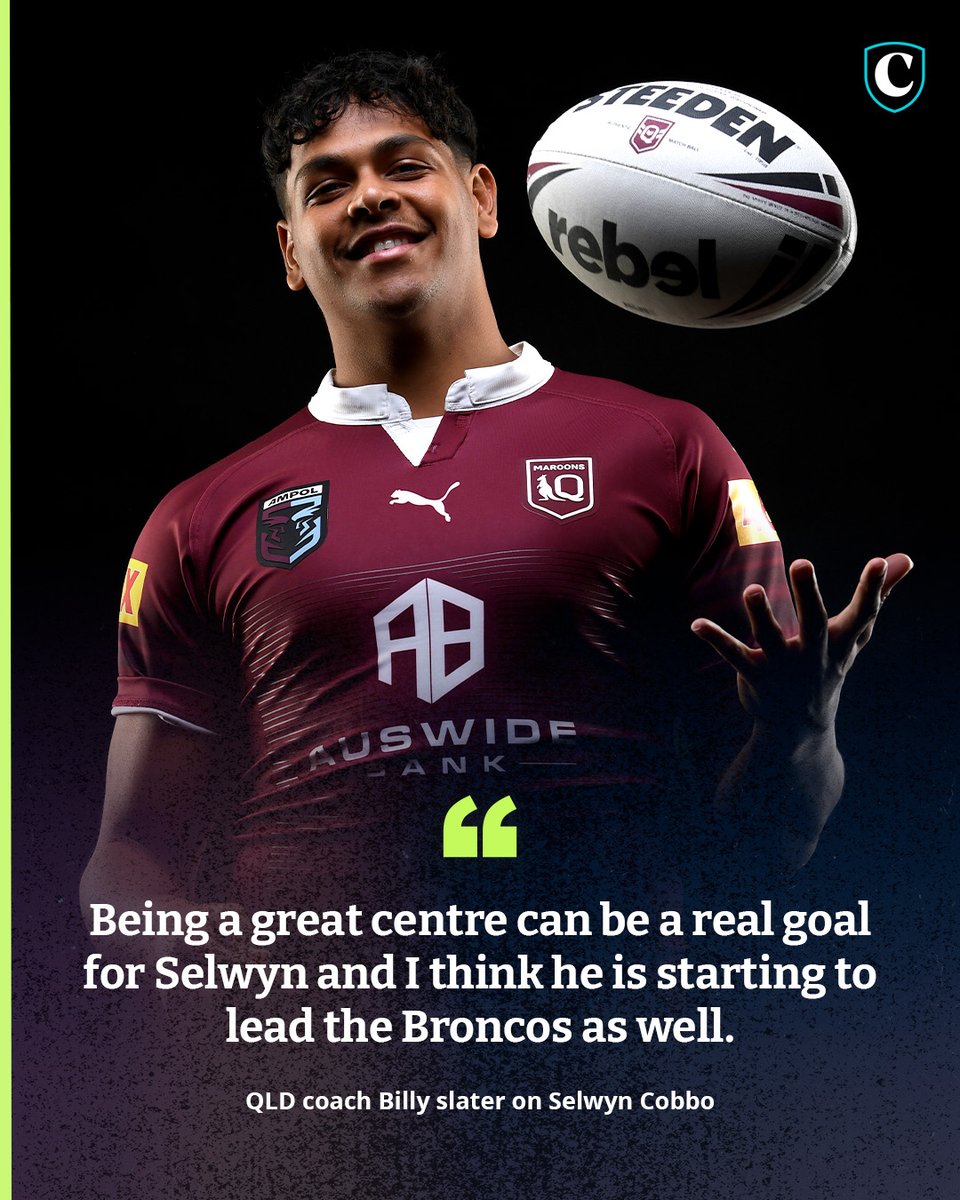 Queensland coach Billy Slater believes Selwyn Cobbo can become a champion centre as the Broncos ace turns up the heat on Maroons incumbents Valentine Holmes and Hamiso Tabuai-Fidow.