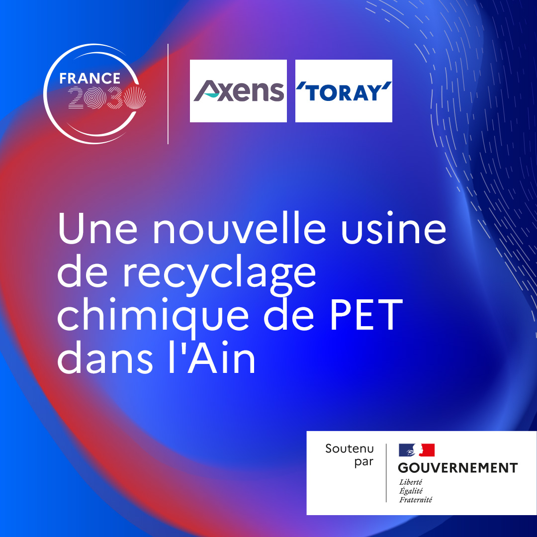 Communiqué de presse 📢 | Axens et Toray Films Europe lauréats de France 2030 avec leur projet d’usine de recyclage chimique du PET à Saint-Maurice-de-Beynost (Ain) : hubs.ly/Q02thdrm0