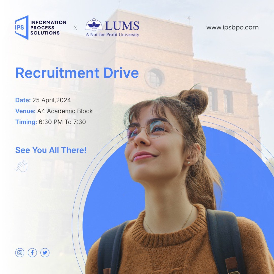 IPSBPO's tweet photo. Hey @LifeAtLUMS

Our team is coming to your campus! 

Get ready to dive into exciting career opportunities with us. 

Opportunities are knocking at your door. 

Don't miss out!

#LUMS #CareerFair #CareerOpportunities https://t.co/L06ooAvpT2