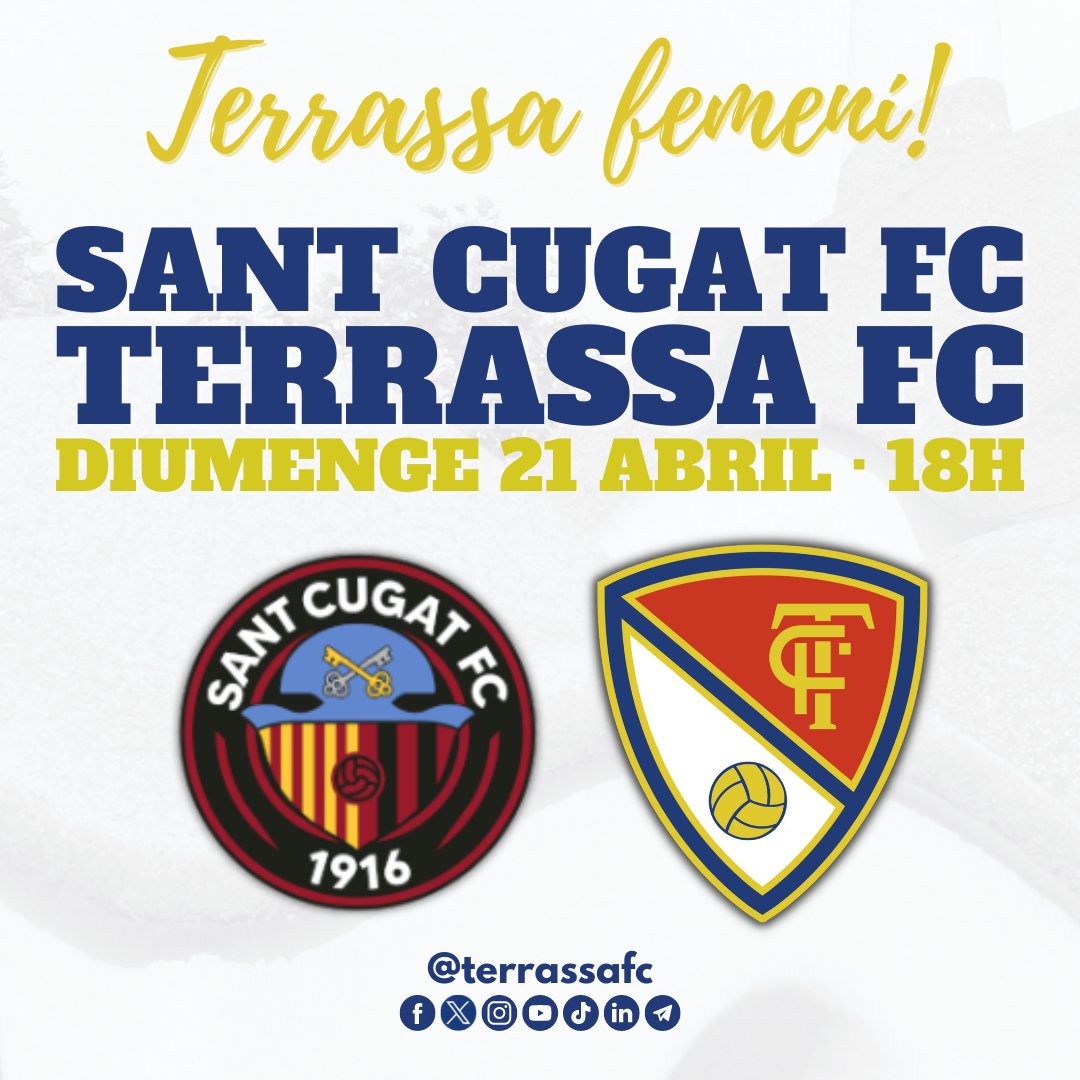 ❤️🤍 𝗡𝗘𝗫𝗧𝗠𝗔𝗧𝗖𝗛 🤍❤️ 🔴⚪️ TERRASSA FC #FUTFEM ⚪️🔴 🔜 Aquest DIUMENGE ❗️ ⌚️ A les 18h🕕 ‼️ 🆚 #SantCugatFC❗️ 📍 Municipal Jaume Tubau ‼️ ⚽️ JORNADA 2️⃣7️⃣ #PreferentFemení❗️ 🆓 ENTRADA GRATUÏTA ‼️ 🫵♥️ AMUNT #TERRASSA!