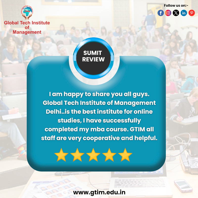 Thank you for your thoughtful review! We appreciate your feedback and are delighted to hear about your positive experience at GTIM Institute. We look forward to supporting your continued success in your studies.

#GTIMInstituteExperience #StudentFeedback #EducationJourney