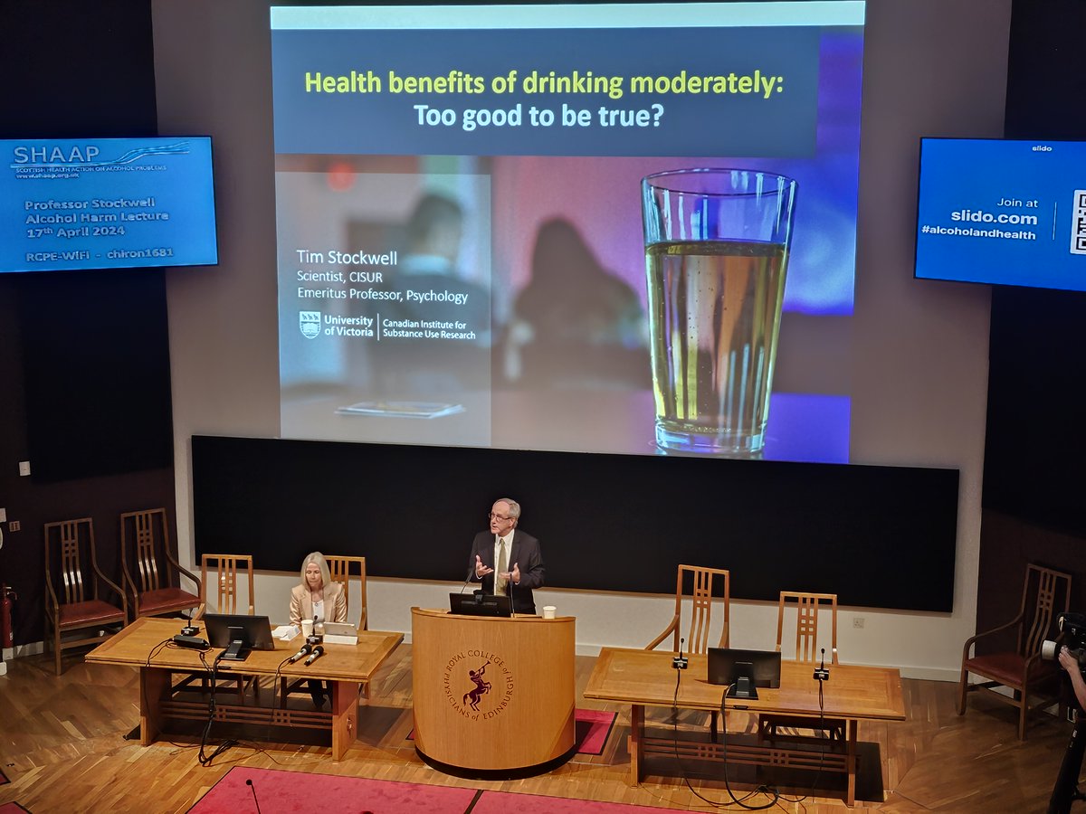 We celebrated yesterday evening with a fascinating lecture from Prof Tim Stockwell. In collaboration with @InstAlcStud and @RCPEdin Prof Stockwell discussed the misconception that moderate drinking is good for your heart (it's not). Brilliant lecture and Q&A 🙂