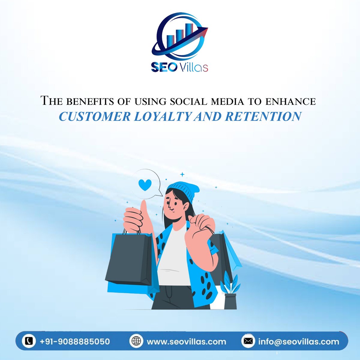 📱 Boost customer loyalty with social media! Engage followers, build trust, and create positive brand perception. Loyal customers stick around, spend more, and keep your business thriving. 🌟 seovillas.com/services/faceb… #socialmediamarketing #retention #customerexperience