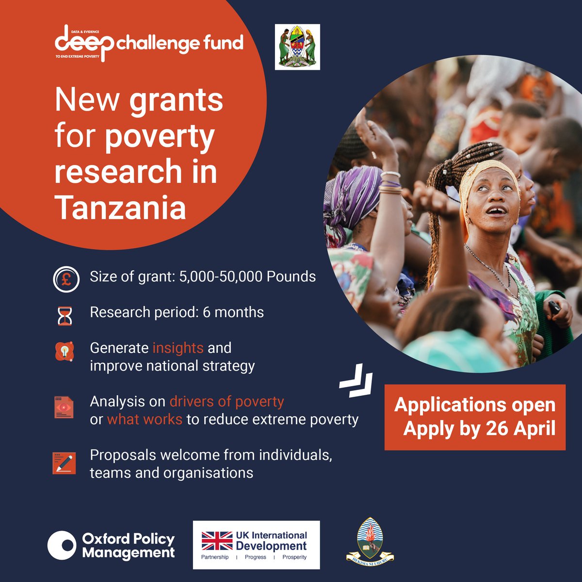 📅 8 days left!#callforapplications #Tanzania 𝐈𝐟 𝐲𝐨𝐮 𝐰𝐚𝐧𝐭 𝐭𝐨 𝐰𝐨𝐫𝐤 𝐨𝐧 𝐢𝐧𝐧𝐨𝐯𝐚𝐭𝐢𝐯𝐞 𝐫𝐞𝐬𝐞𝐚𝐫𝐜𝐡 𝐭𝐡𝐚𝐭 𝐡𝐞𝐥𝐩𝐬 𝐞𝐧𝐝 𝐞𝐱𝐭𝐫𝐞𝐦𝐞 𝐩𝐨𝐯𝐞𝐫𝐭𝐲, 𝐰𝐞 𝐡𝐚𝐯𝐞 𝐚 𝐧𝐞𝐰 𝐠𝐫𝐚𝐧𝐭 𝐟𝐨𝐫 𝐲𝐨𝐮! #endpoverty Apply here: bit.ly/4cOxafB