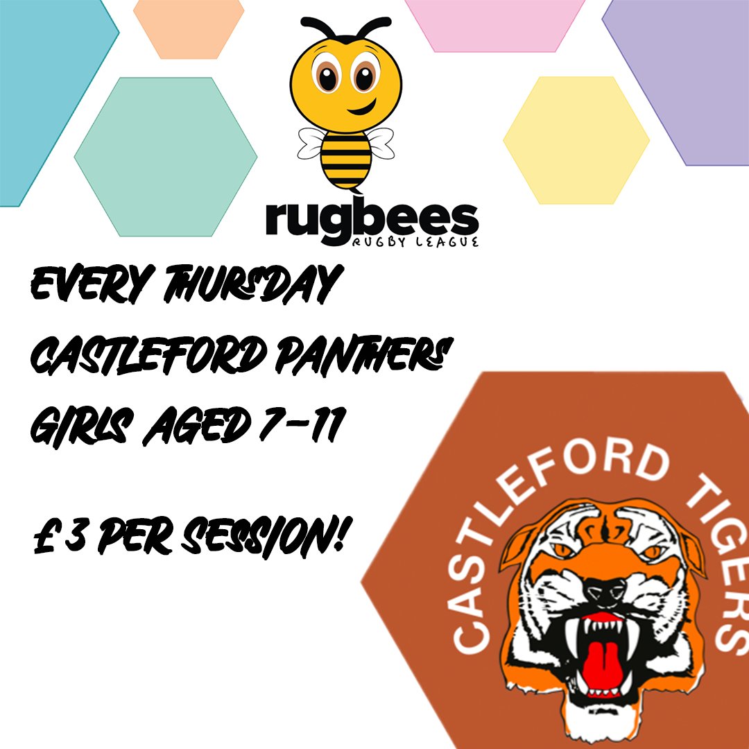 🐝 Rugbees is back tomorrow night! Time: 5.30 – 6.30 pm Venue: Castleford Panthers Price: £3 per child per session docs.google.com/forms/d/e/1FAI… #COYF