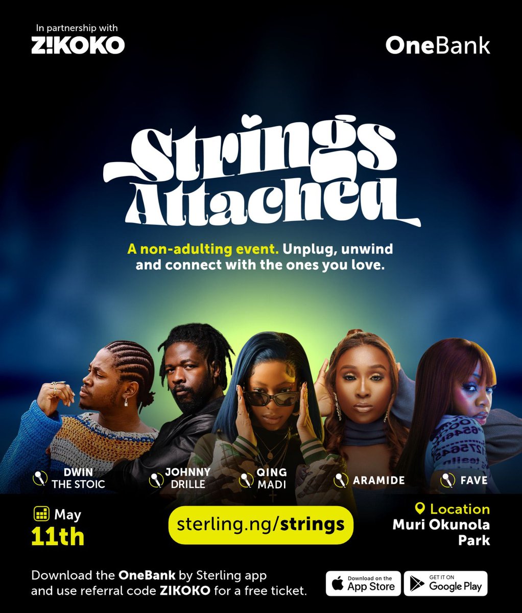 It's about to be lit! 😍 Get your ticket here: sterling.ng/strings #OneBank #StringsAttached #LagosParty