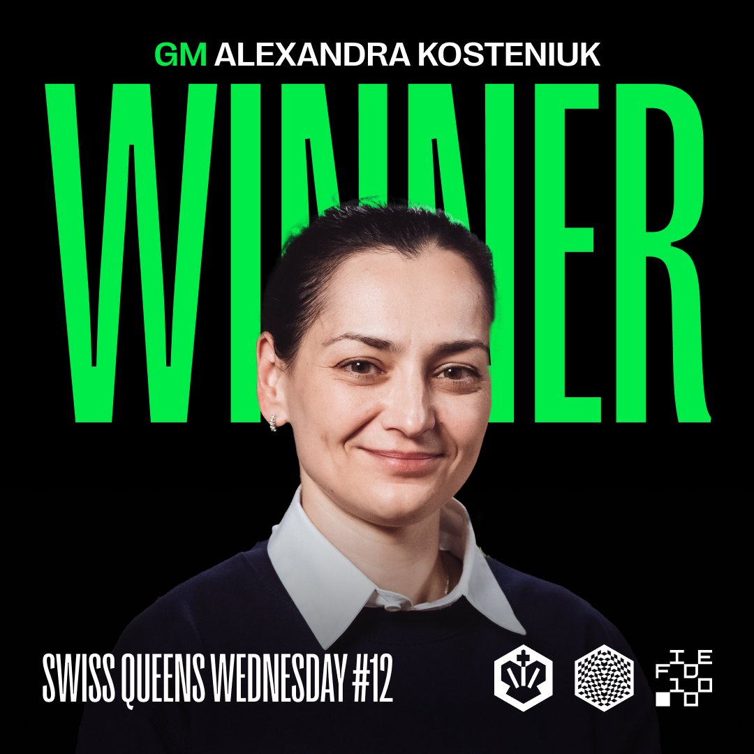 👑 What a stellar performance from the undefeated GM Alexandra Kosteniuk at the 12th #QueensWednesday event!

Huge congratulations to @chessqueen for her magnificent victory, securing her third triumph in 12 events with a 10/11 score🏆 Let's also applaud IM Aleksandra