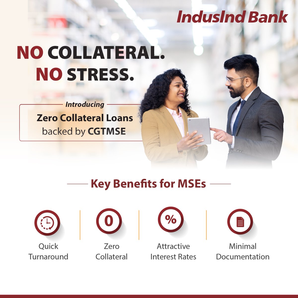 MyIndusIndBank's tweet photo. Say goodbye to collateral worries! IndusInd Bank introduces hassle-free CGTMSE-backed loans for MSEs.

To know more, click on the link: https://t.co/PDNN5KsRFM

#ZeroCollateral #CollateralFree #MSMELoans #IndusInd Bank #CGTMSE https://t.co/bXiQZgqRZV