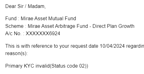 On the 10th of Feb, I wanted to invest in the Mirae Arbitrage fund. So, I used my @MF_Utilities account and booked a transaction. It was my first-time investment in @MiraeAsset_IN funds so it has to create a new account in the AMC. Just yesterday I got an email from Mirae