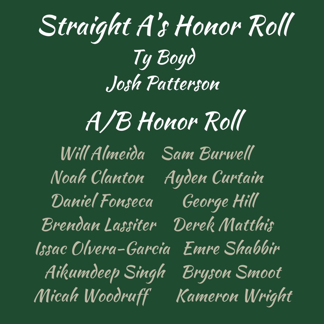 Congratulations to @TyvariezBoyd61 and @j0sh__17 on making A honor roll for 3rd quarter! Congratulations to 14 other student-athletes in our program who made A/B Honor Roll! 🦅🏈 #EaglePride