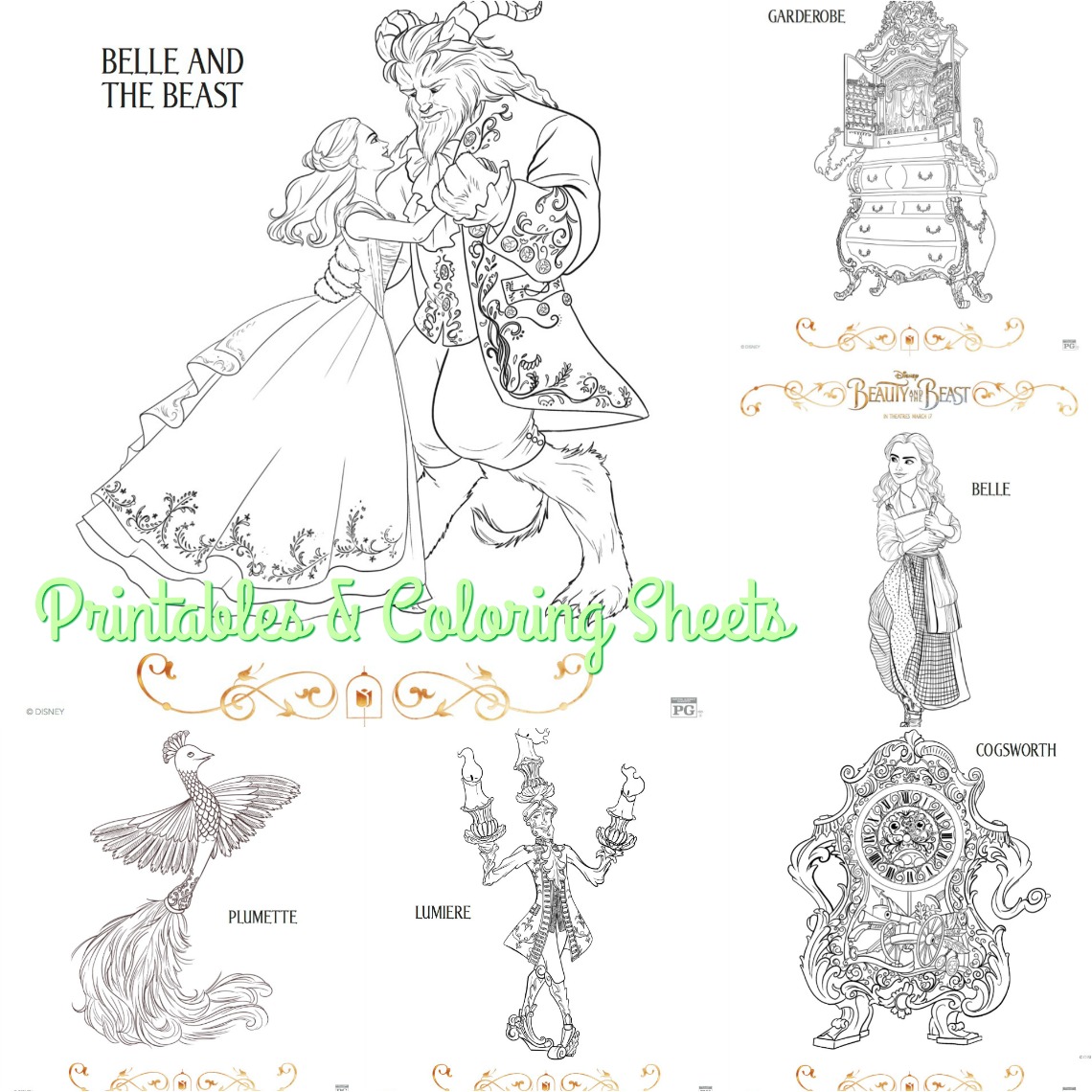 Celebrate FREE #Printables & Coloring Sheets from #BeautyAndTheBeast #BeOurGuest #HeartThis Disney Movie #Homeschooling bit.ly/2lDjYBe