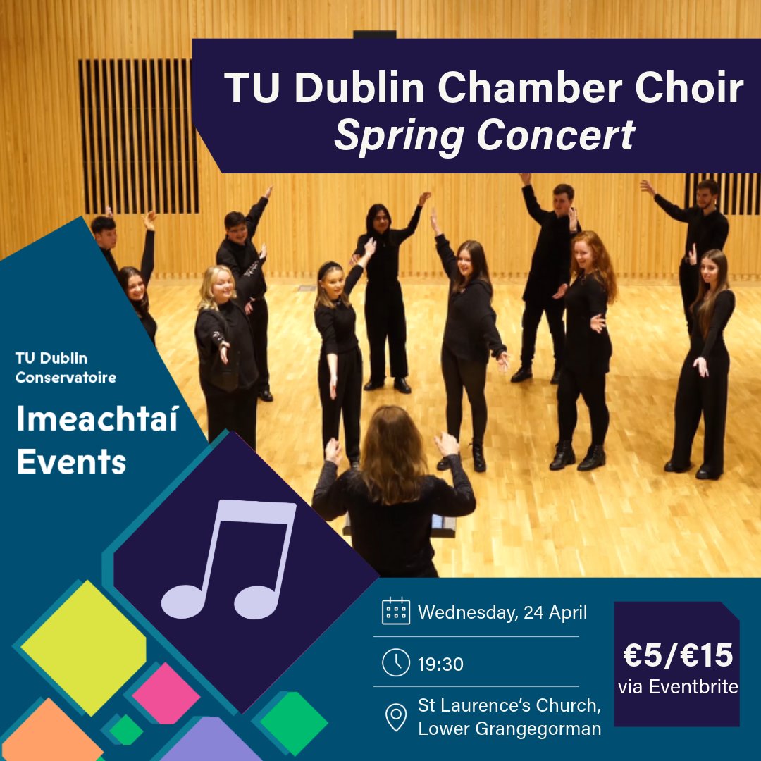 Join the TU Chamber Choir and Bernie Sherlock for their annual Spring concert in the atmospheric surroundings of St Laurence’s Church on our Grangegorman campus! Wednesday April 24th @ 19:30 Tickets on Eventbrite: eventbrite.ie/e/tu-dublin-ch… #tudublin