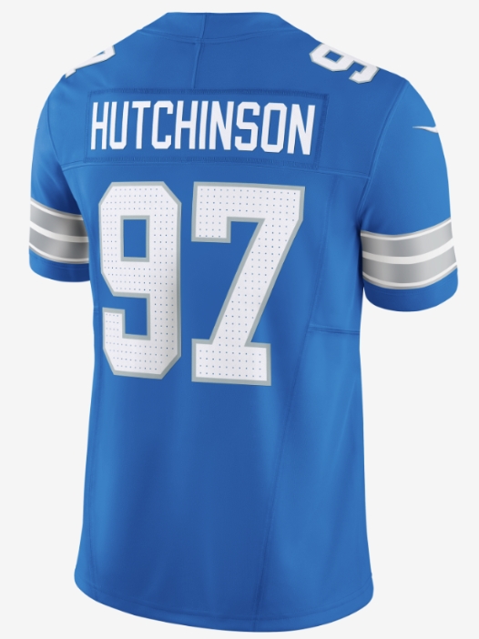 Justin_Rogers's tweet photo. The tough thing about holding your new uniforms for an unveiling is keeping all the third-party corporate partners in line with the launch, when there's so little oversight with those. Fanatics ad leaked through USA Today Network, appearing to show Lions' new look jerseys. https://t.co/qNPGe737TR