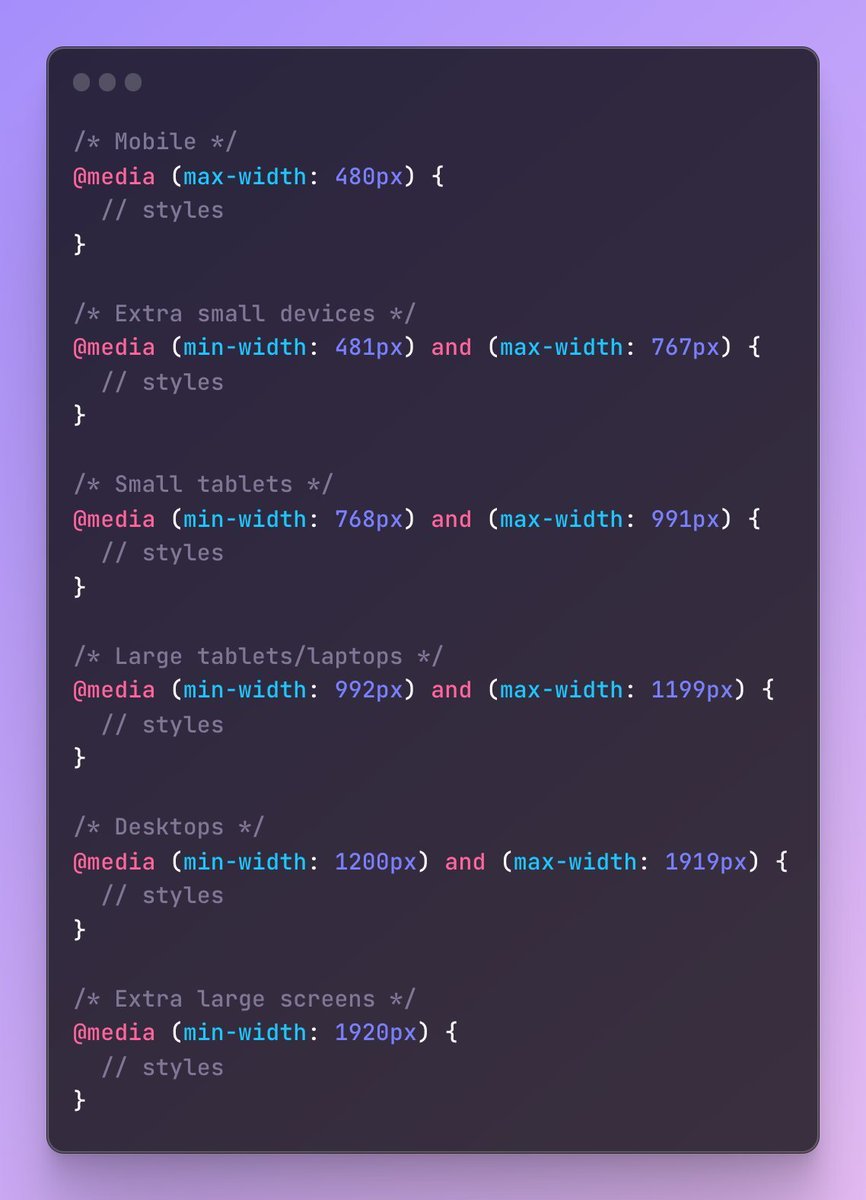 csaba_kissi's tweet photo. Do you think your site looks good on mobile?

Wait until you see it on a 1920px screen! 👀

Master these CSS breakpoints to conquer every pixel. https://t.co/bAAGjLiHgM