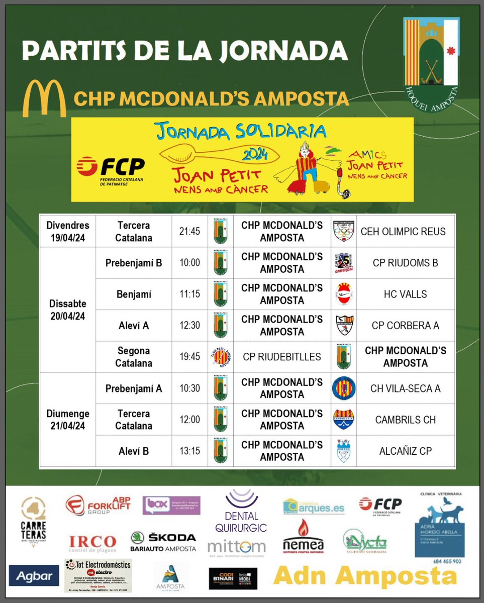 HoqueiAmposta's tweet photo. Aquest cap de setmana el nostre club, jugador@s i aficionats lluiran i recolzaran la jornada per al tractament de càncer d'infants i adoslescents.
@AmicsJoanpetit
#Stickcontent
#JoanPetitNensambCàncer https://t.co/J6s9QMzG9K