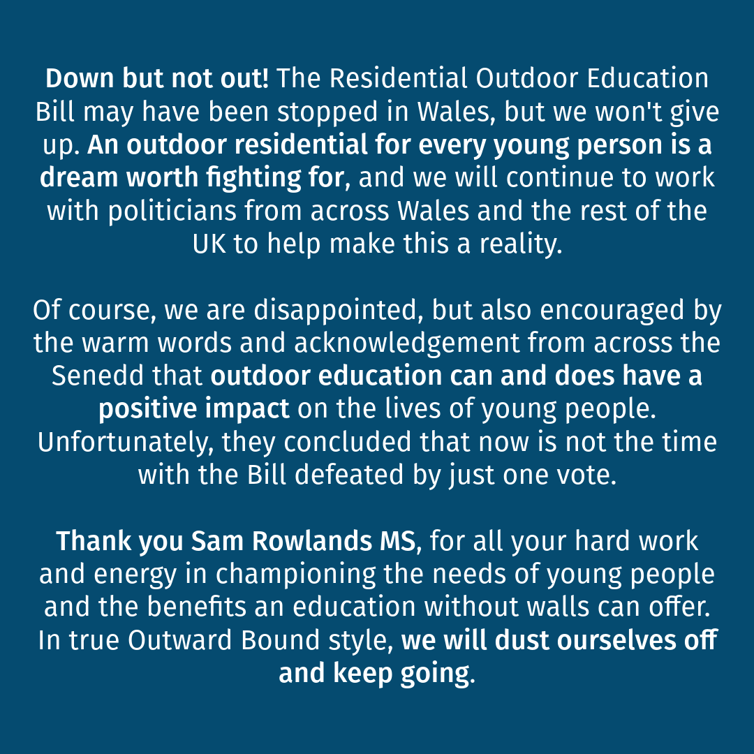 Down but not out! We won’t give up fighting for the needs of young people and the benefits outdoor education can offer them @SamRowlands_ @timfarron @mspliz