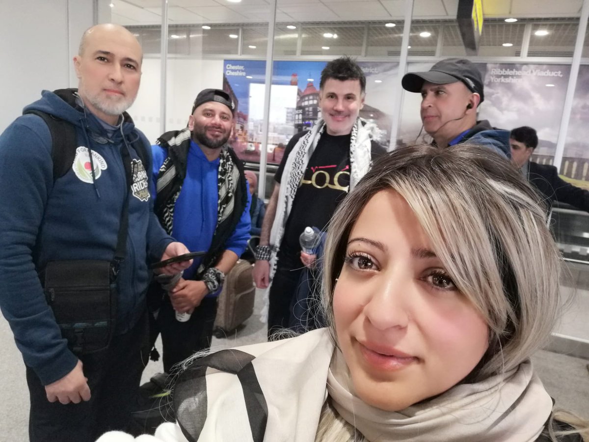 @WorkersPartyGB is proud that @tanya_cheadle, our candidate for #Cheadle, pictured at Manchester airport waiting a flight to Egypt where she will assist the charity Humanity for Mankind at the border to provide vital assistance and aid to those suffering in #Gaza.