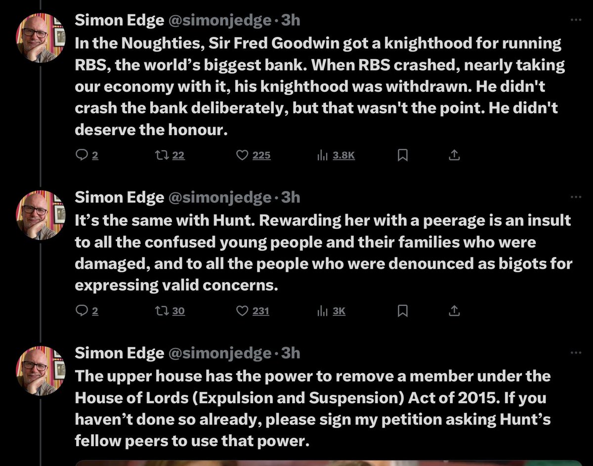 coccinellanovem's tweet photo. I agree with @simonjedge rewarding Ruth ‘dip me in money & throw me to the mesbians’ Hunt “with a peerage is an insult to all the confused young people & their families who were damaged, & to all the people who were denounced as bigots for expressing valid concerns”
#RuthHunt https://t.co/nRD952sP5R